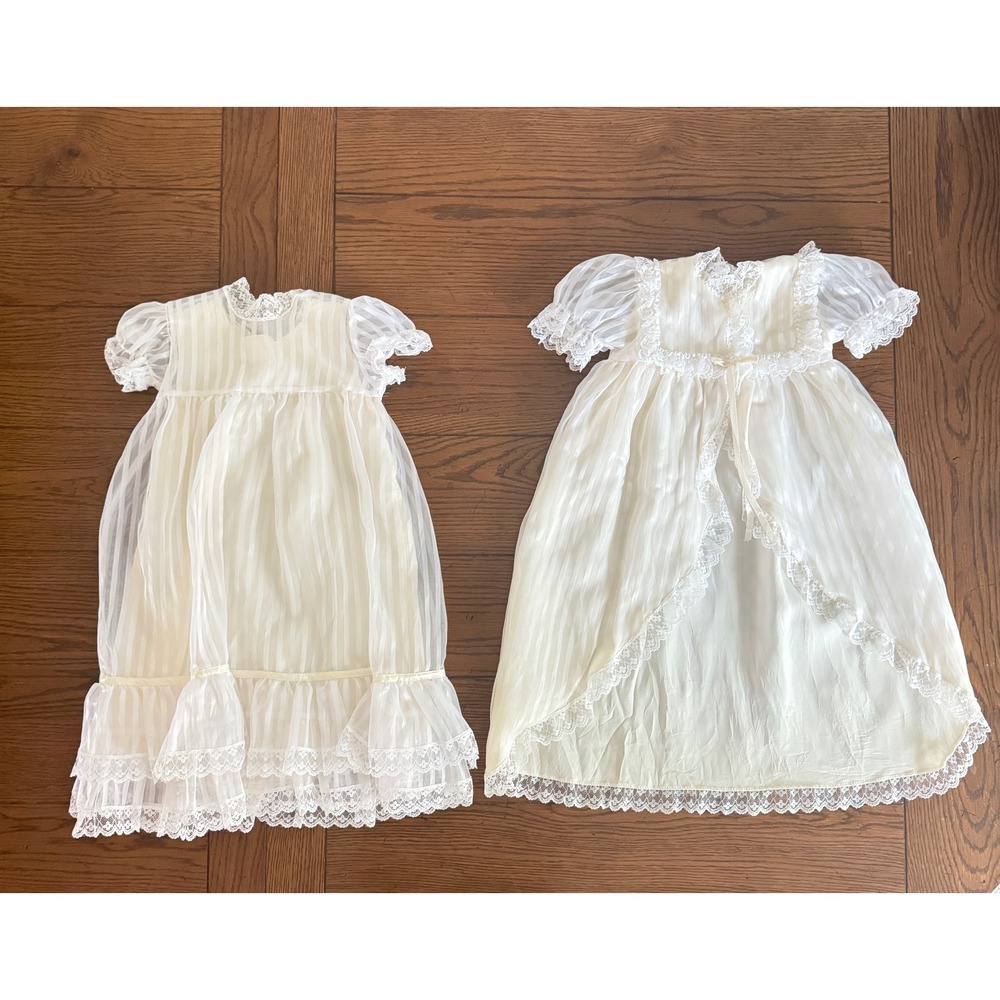 Vintage Phyllis Baby Wear White Lace Christening Gown Dress Baptism Made In USA